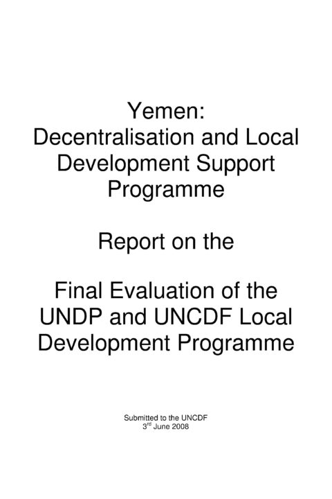 Yemen: Final Evaluation of the UNDP and UNCDF Local Development Programme