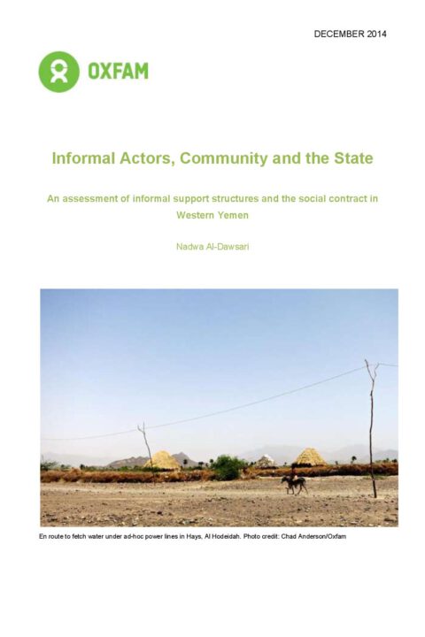 Informal Actors, Community and the State: An assessment of informal support structures and the social contract in Western Yemen