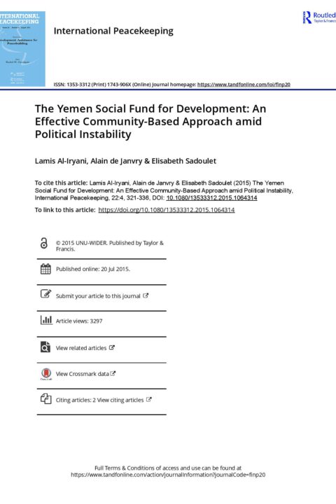 The Yemen Social Fund for Development: An Effective Community-Based Approach amid Political Instability