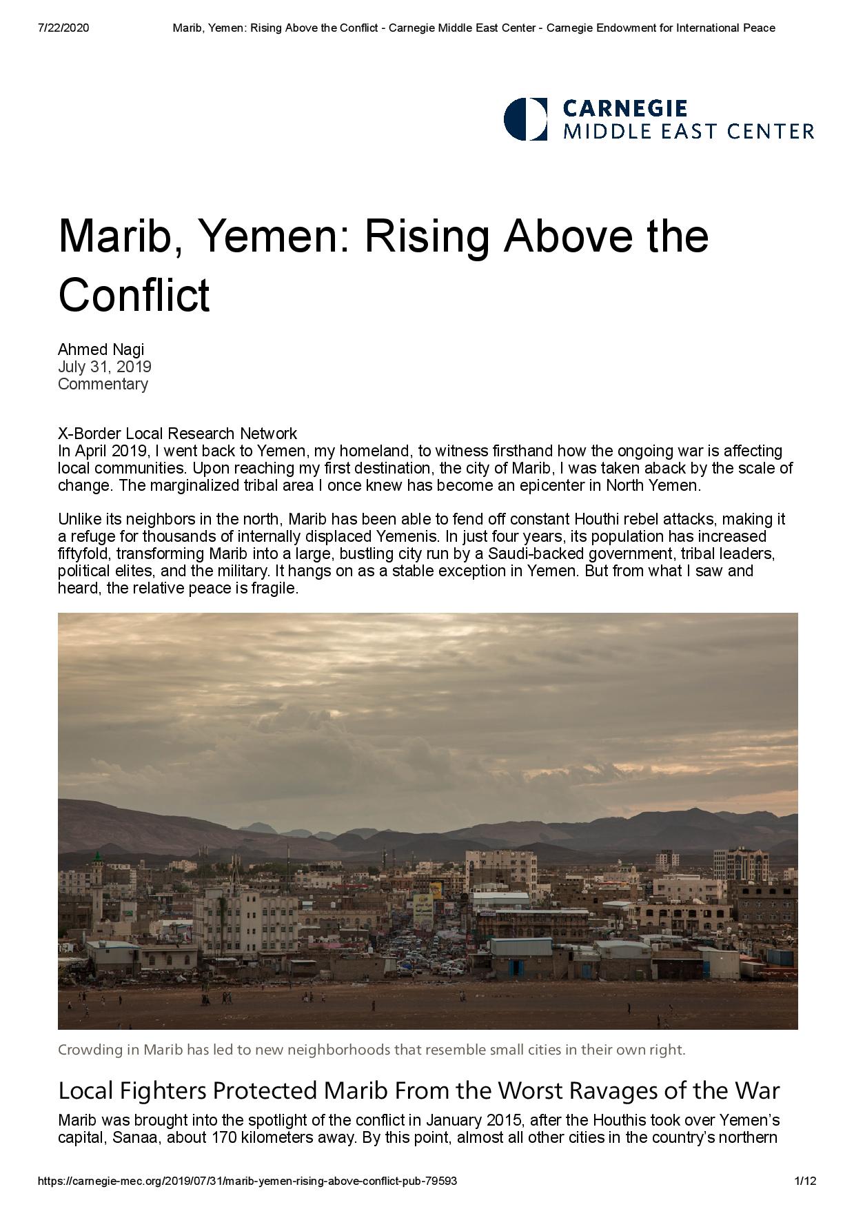 Marib, Yemen: Rising Above the Conflict - Local Governance in Yemen ...