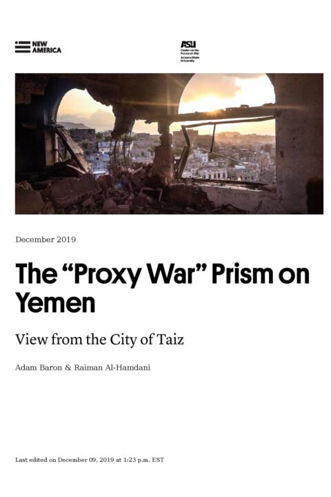 The “Proxy War” Prism on Yemen – View from the City of Taiz