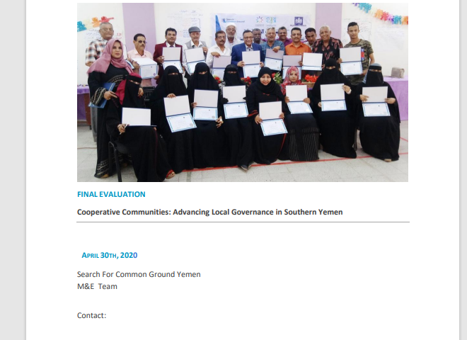 Final Evaluation: Cooperative Communities: Advancing Local Governance in Southern Yemen