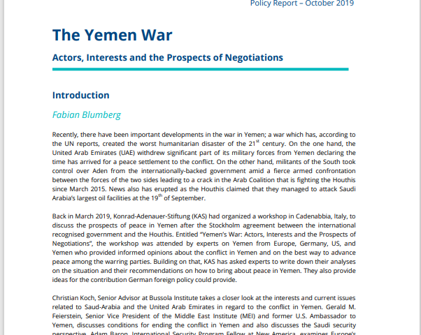 The Yemen War Actors, Interests and the Prospects of Negotiations